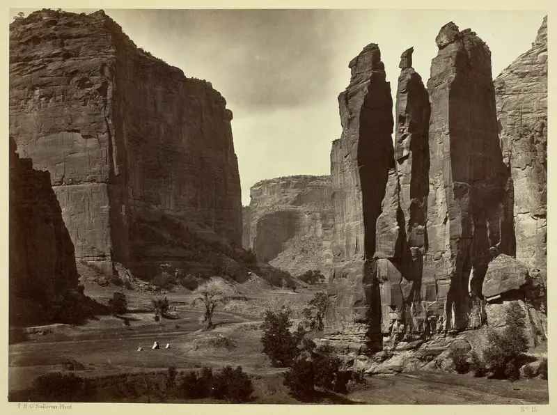 Cañon de Chelle, Walls of the Grand Cañon, about 1200 feet in height Wall Art by Timothy O'Sullivan - High-Resolution Digital Print