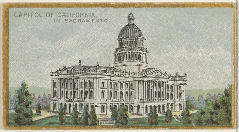 Capitol of California in Sacramento, from the General Government and State Capitol Buildings series (N14) for Allen & Ginter Cigarettes Brands Wall Art by Allen & Ginter - High-Resolution Digital Print