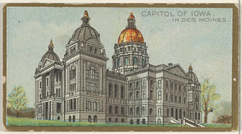 Capitol of Iowa in Des Moines, from the General Government and State Capitol Buildings series (N14) for Allen & Ginter Cigarettes Brands Wall Art by Allen & Ginter - High-Resolution Digital Print