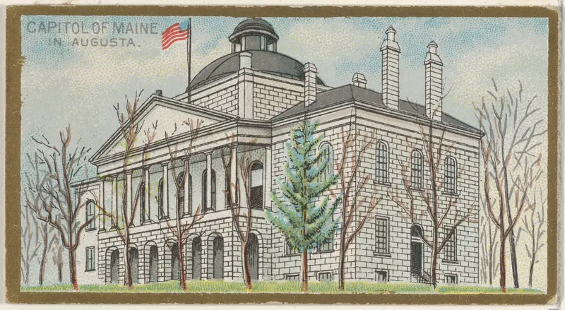 Capitol of Maine in Augusta, from the General Government and State Capitol Buildings series (N14) for Allen & Ginter Cigarettes Brands Wall Art by Allen & Ginter - High-Resolution Digital Print