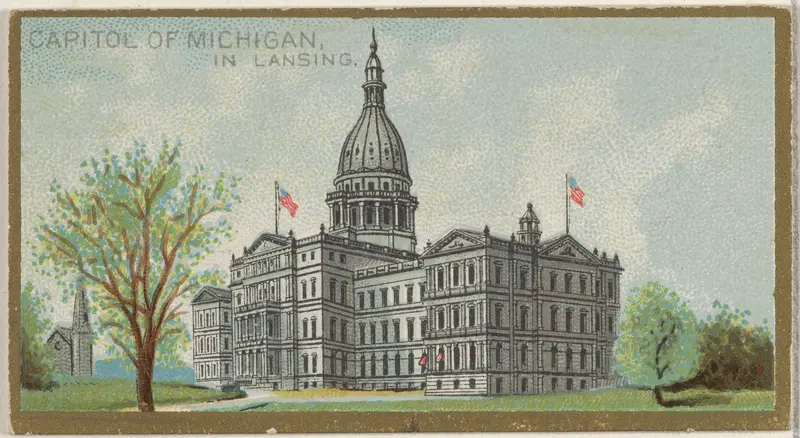 Capitol of Michigan in Lansing, from the General Government and State Capitol Buildings series (N14) for Allen & Ginter Cigarettes Brands Wall Art by Allen & Ginter - High-Resolution Digital Print