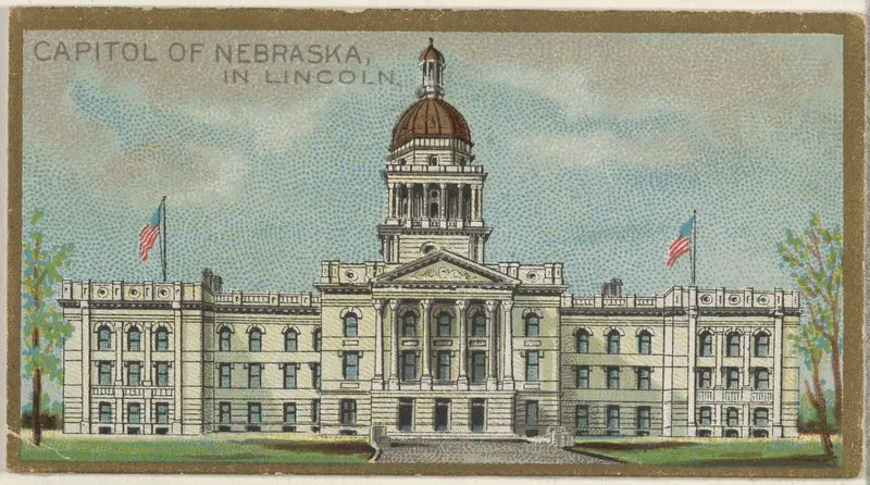 Capitol of Nebraska in Lincoln, from the General Government and State Capitol Buildings series (N14) for Allen & Ginter Cigarettes Brands Wall Art by Allen & Ginter - High-Resolution Digital Print