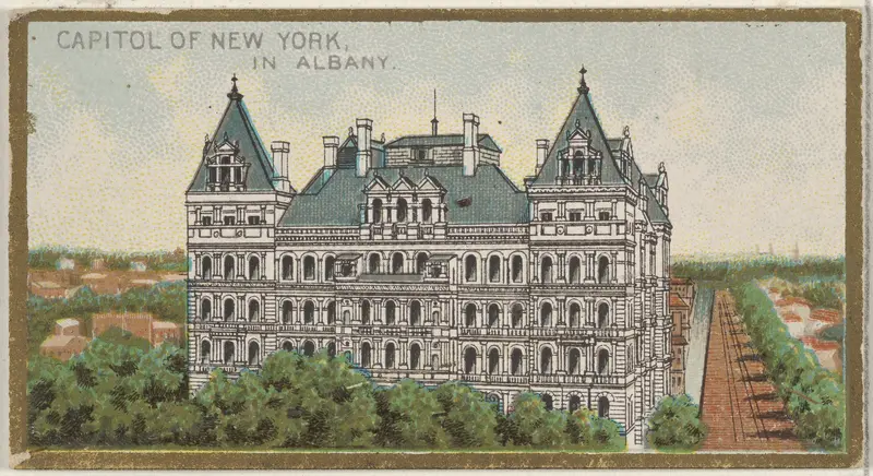 Capitol of New York in Albany, from the General Government and State Capitol Buildings series (N14) for Allen & Ginter Cigarettes Brands Wall Art by Allen & Ginter - High-Resolution Digital Print