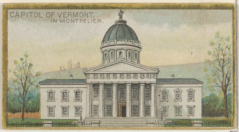 Capitol of Vermont in Montpelier, from the General Government and State Capitol Buildings series (N14) for Allen & Ginter Cigarettes Brands Wall Art by Allen & Ginter - High-Resolution Digital Print