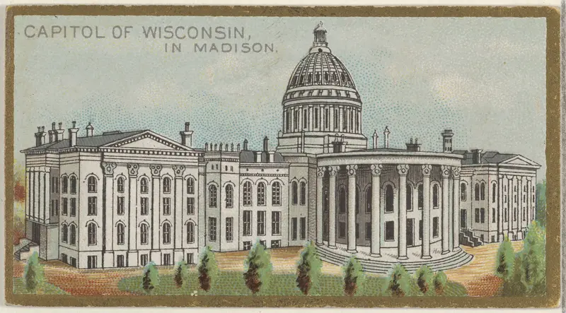 Capitol of Wisconsin in Madison, from the General Government and State Capitol Buildings series (N14) for Allen & Ginter Cigarettes Brands Wall Art by Allen & Ginter - High-Resolution Digital Print
