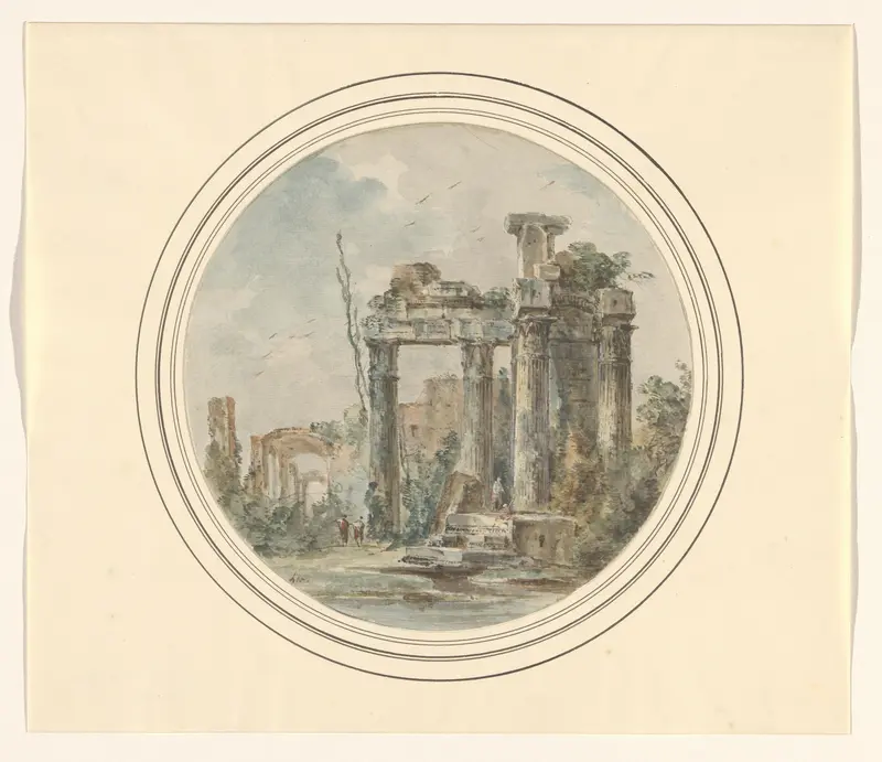Capriccio met antieke ruïne Wall Art by Louis Gabriel Moreau - High-Resolution Digital Print
