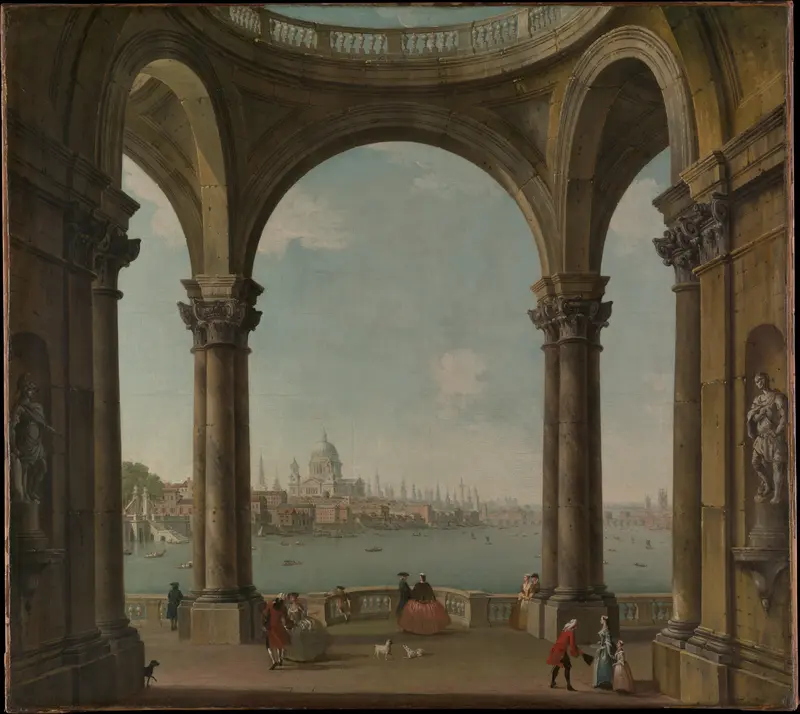 Capriccio with St. Paul's and Old London Bridge Wall Art by Antonio Joli - High-Resolution Digital Print