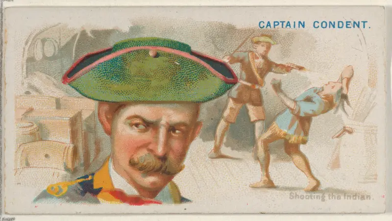 Captain Condent, Shooting the Indian, from the Pirates of the Spanish Main series (N19) for Allen & Ginter Cigarettes Wall Art by Allen & Ginter - High-Resolution Digital Print