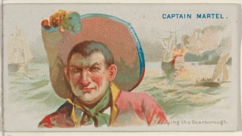 Captain Martel, Escaping the Scarborough, from the Pirates of the Spanish Main series (N19) for Allen & Ginter Cigarettes Wall Art by Allen & Ginter - High-Resolution Digital Print
