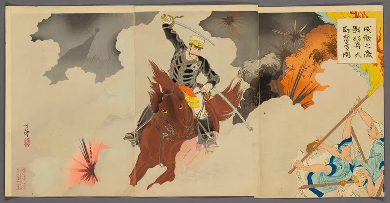 Captain Matsuzaki Bravely Fights at the Great Battle of Songhwan (Seikan no Gekissen, Matsuzaki Taii funyu no zu)