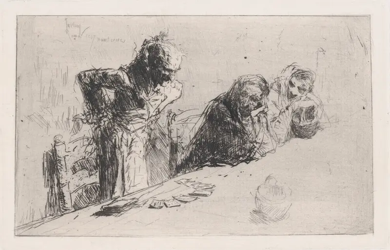 Cardplayers: three men, two seated one standing before a spread of cards on a table Wall Art by Mariano Fortuny, 1838–1874 - High-Resolution Digital Print