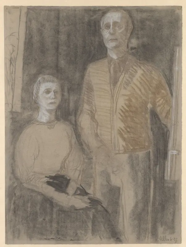 Carel Willink en Wilma Henriëtte Johanna Jeuken in het atelier van de kunstenaar Wall Art by Unknown - High-Resolution Digital Print