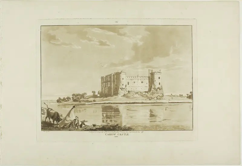 Carew Castle, plate eight from Twelve Views in Wales Wall Art by Paul Sandby - High-Resolution Digital Print