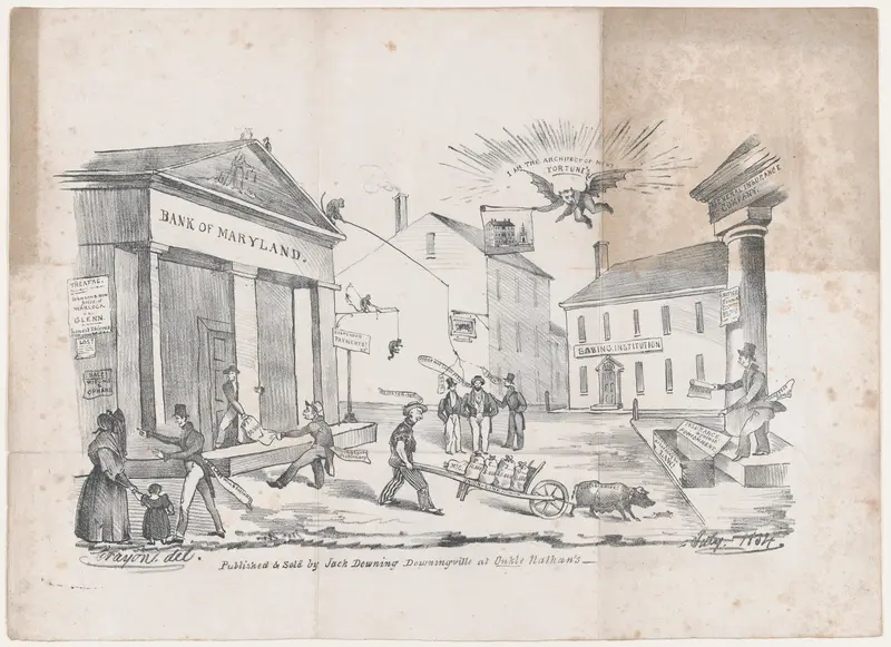 Caricature of a Bank of Maryland Crisis Wall Art by Crayon - High-Resolution Digital Print