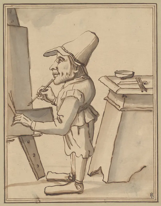 Caricature of a Dwarf Painter at His Easel Wall Art by Tuscany - High-Resolution Digital Print