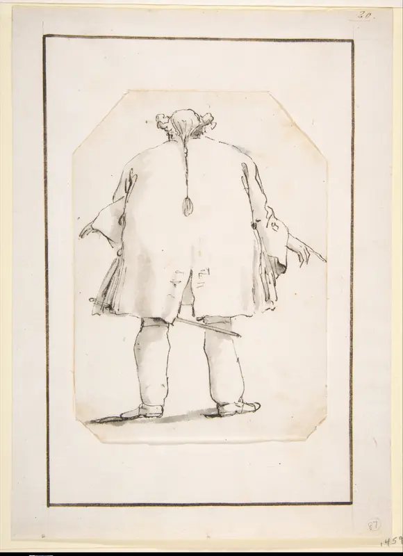 Caricature of a Fat Man, Seen From Behind Wall Art by Giovanni Battista Tiepolo - High-Resolution Digital Print