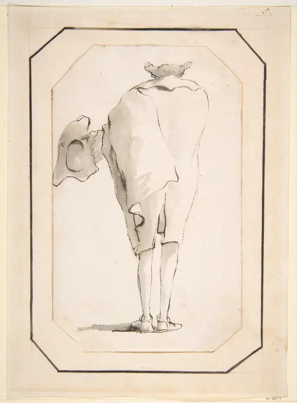 Caricature of a Man Holding a Tricorne, Seen from Behind Wall Art by Giovanni Battista Tiepolo - High-Resolution Digital Print