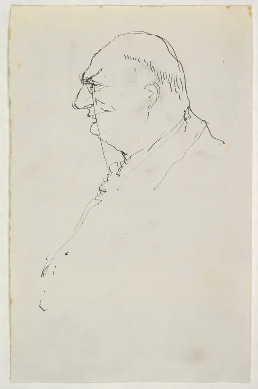 Caricature of a man in profile wearing a monocle Wall Art by Anonymous, British, 19th century - High-Resolution Digital Print