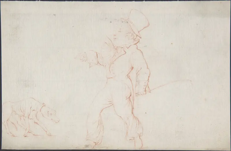 Caricature of a Man with a Dog