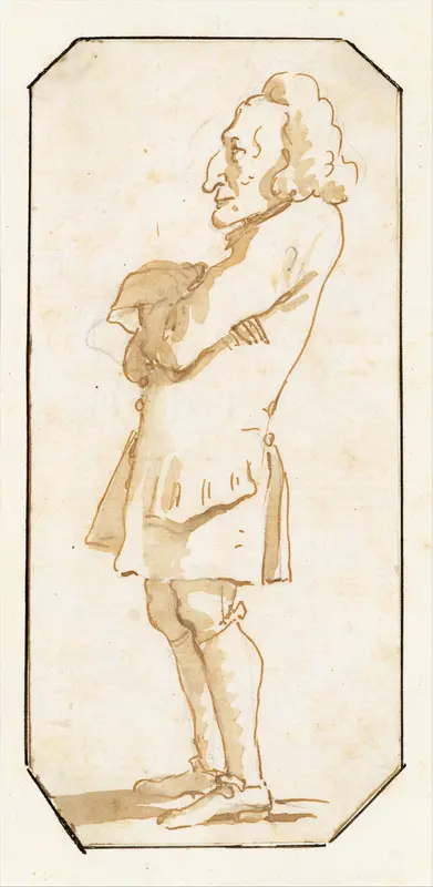 Caricature of a Man with His Arms Folded, Standing in Profile to the Left Wall Art by Giovanni Battista Tiepolo - High-Resolution Digital Print