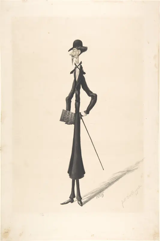 Caricature of a Tall Thin Man Carrying a Book Wall Art by Anonymous, Italian, 19th century - High-Resolution Digital Print