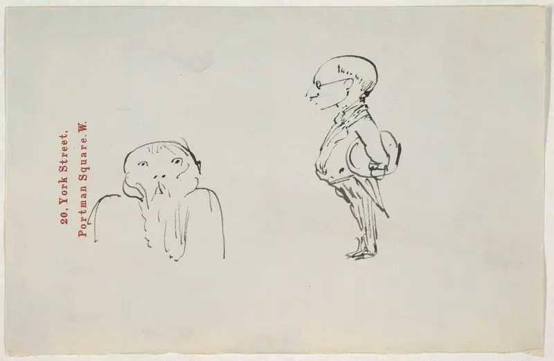 Caricature of two men (one of them possibly Edward Burne-Jones) Wall Art by Sir Edward Burne-Jones - High-Resolution Digital Print