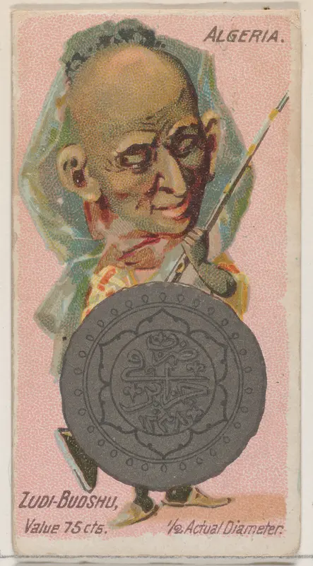 Caricatured Algerian, Zudi-Budshu, from the series Coins of All Nations (N72, variation 2) for Duke brand cigarettes Wall Art by W. Duke, Sons & Co. - High-Resolution Digital Print