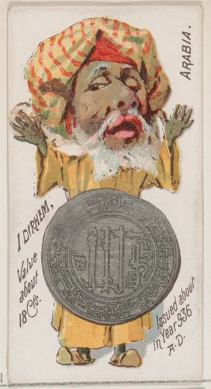 Caricatured Arabian, 1 Dirhem, from the series Coins of All Nations (N72, variation 1) for Duke brand cigarettes Wall Art by W. Duke, Sons & Co. - High-Resolution Digital Print