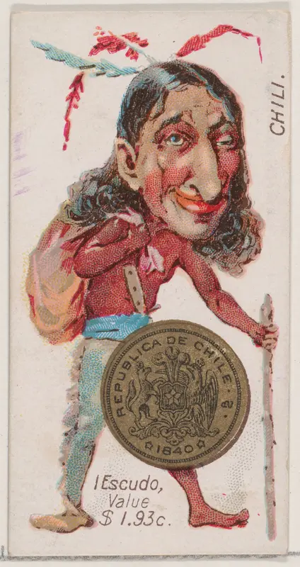 Caricatured Chilean figure, 1 Escudo, from the series Coins of All Nations (N72, variation 1) for Duke brand cigarettes Wall Art by W. Duke, Sons & Co. - High-Resolution Digital Print