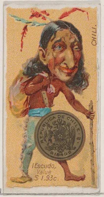 Caricatured Chilean figure, 1 Escudo, from the series Coins of All Nations (N72, variation 2) for Duke brand cigarettes Wall Art by W. Duke, Sons & Co. - High-Resolution Digital Print