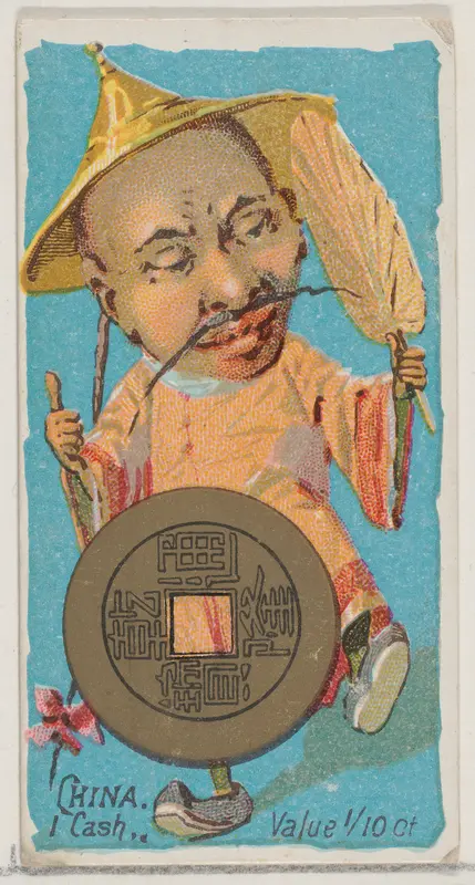Caricatured Chinese figure, 1 Cash, from the series Coins of All Nations (N72, variation 2) for Duke brand cigarettes Wall Art by W. Duke, Sons & Co. - High-Resolution Digital Print