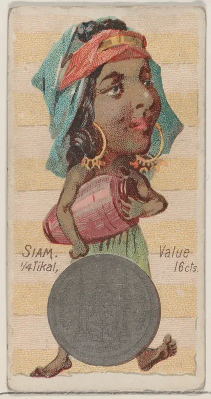 Caricatured figure from Siam, 1/4 Tikal, from the series Coins of All Nations (N72, variation 2) for Duke brand cigarettes Wall Art by W. Duke, Sons & Co. - High-Resolution Digital Print