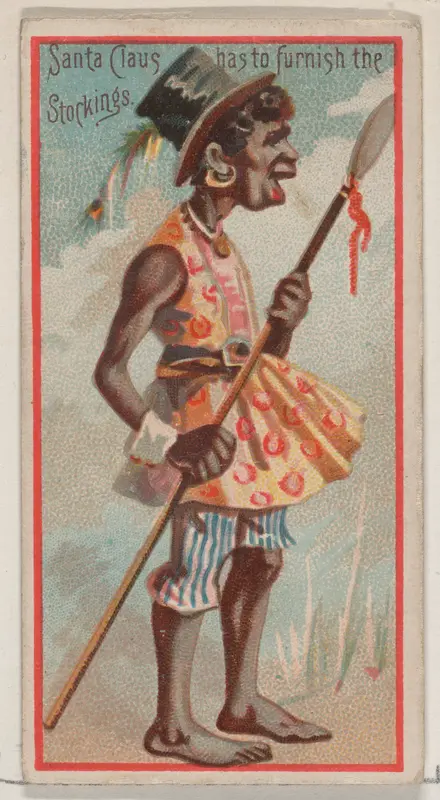 Caricatured figure / Santa Claus has to Furnish the Stockings, from the Jokes series (N87) for Duke brand cigarettes Wall Art by W. Duke, Sons & Co. - High-Resolution Digital Print