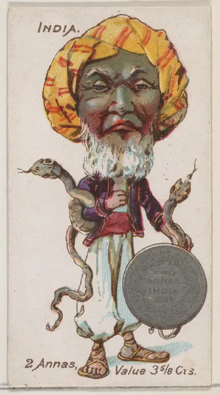 Caricatured Indian, 2 Annas, from the series Coins of All Nations (N72, variation 1) for Duke brand cigarettes Wall Art by W. Duke, Sons & Co. - High-Resolution Digital Print