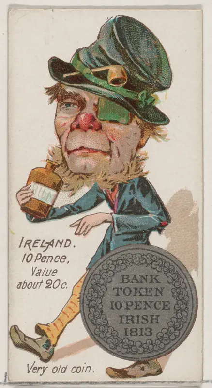 Caricatured Irishman, 10 Pence, from the series Coins of All Nations (N72, variation 1) for Duke brand cigarettes Wall Art by W. Duke, Sons & Co. - High-Resolution Digital Print