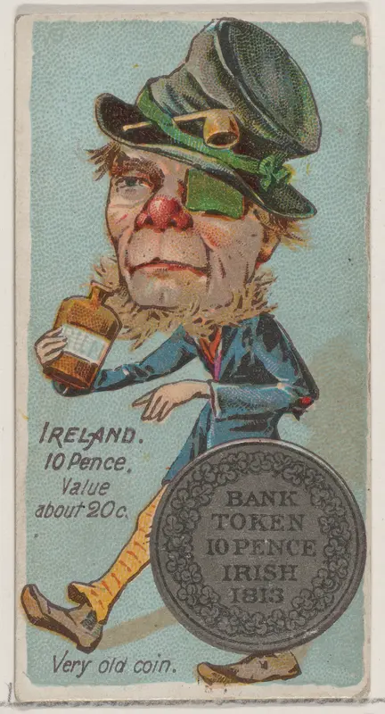 Caricatured Irishman, 10 Pence, from the series Coins of All Nations (N72, variation 2) for Duke brand cigarettes Wall Art by W. Duke, Sons & Co. - High-Resolution Digital Print