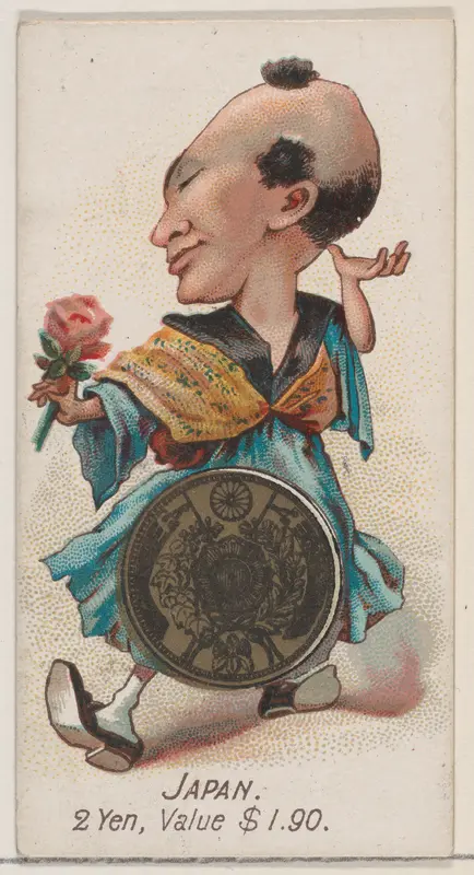 Caricatured Japanese figure, 2 Yen, from the series Coins of All Nations (N72, variation 1) for Duke brand cigarettes Wall Art by W. Duke, Sons & Co. - High-Resolution Digital Print