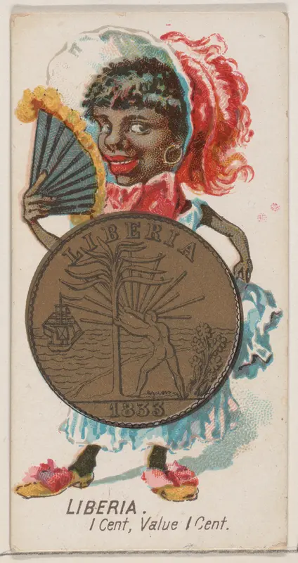 Caricatured Liberian, 1 Cent, from the series Coins of All Nations (N72, variation 1) for Duke brand cigarettes Wall Art by W. Duke, Sons & Co. - High-Resolution Digital Print