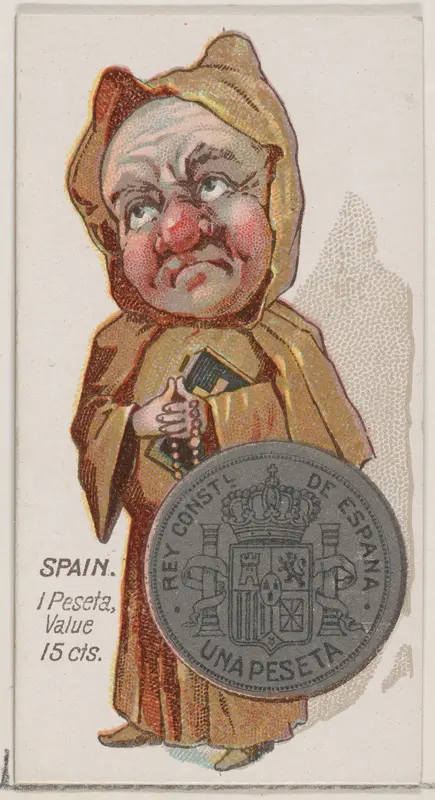 Caricatured Spaniard, 1 Peseta, from the series Coins of All Nations (N72, variation 1) for Duke brand cigarettes Wall Art by W. Duke, Sons & Co. - High-Resolution Digital Print