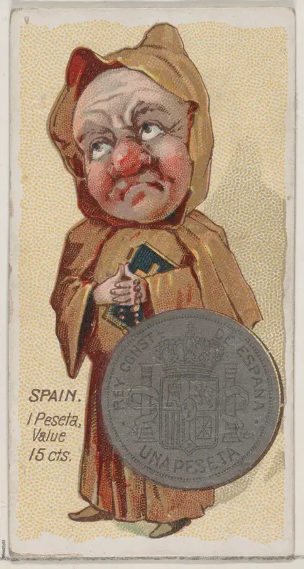 Caricatured Spaniard, 1 Peseta, from the series Coins of All Nations (N72, variation 2) for Duke brand cigarettes Wall Art by W. Duke, Sons & Co. - High-Resolution Digital Print