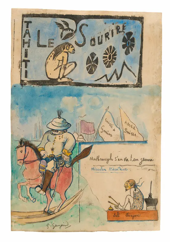 Caricatures of Gauguin and Governor Gallet, with headpiece from Le sourire