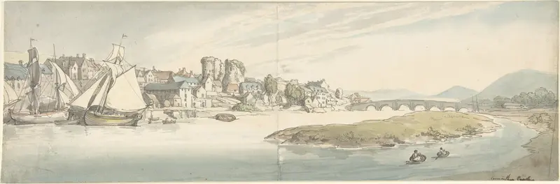 Carmarthen Castle, Wales Wall Art by Thomas Rowlandson - High-Resolution Digital Print