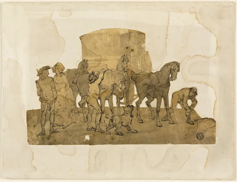 Carriage Horses and Hostlers Wall Art by Thomas Rowlandson - High-Resolution Digital Print