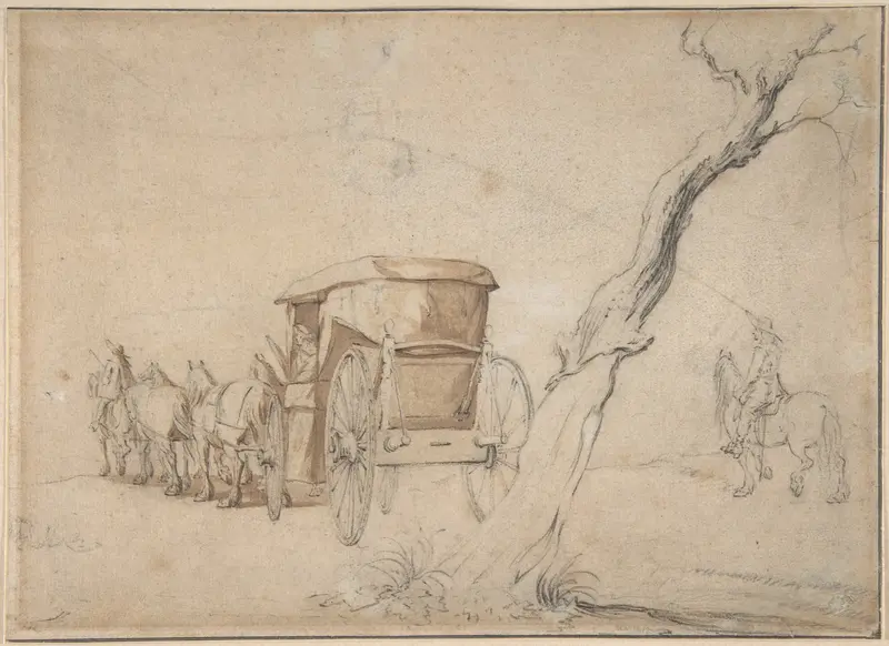 Carriage In A Landscape Wall Art by Gerard ter Borch the Younger - High-Resolution Digital Print