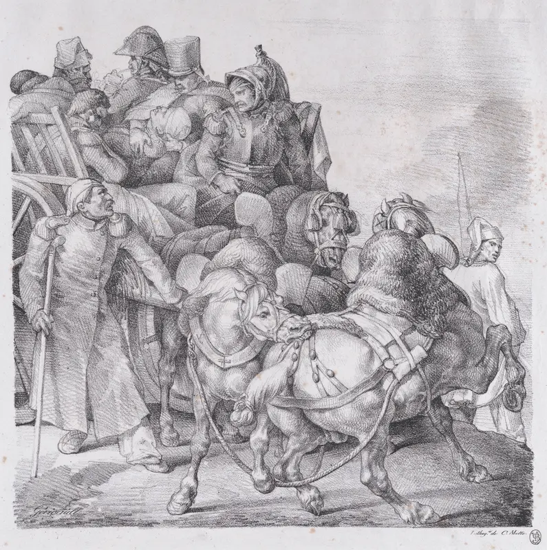 Cart Loaded with Wounded Soldiers Wall Art by Théodore Géricault - High-Resolution Digital Print