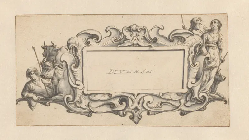 Cartouche met aan weerskanten herders en koeien Wall Art by Pieter Jansz - High-Resolution Digital Print