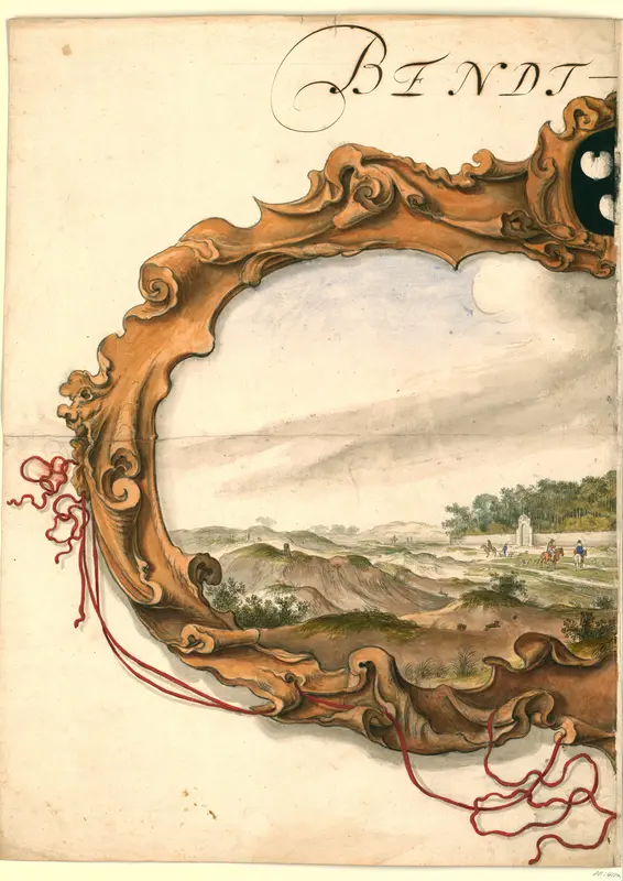 Cartouche met gezicht op het buitengoed Bentveld (linkerblad) Wall Art by anonymous - High-Resolution Digital Print