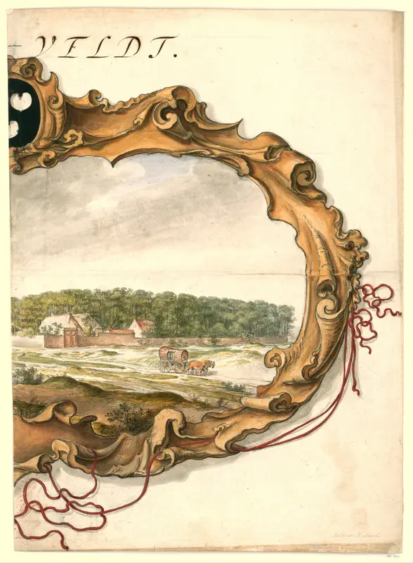 Cartouche met gezicht op het buitengoed Bentveld (rechterblad) Wall Art by anonymous - High-Resolution Digital Print