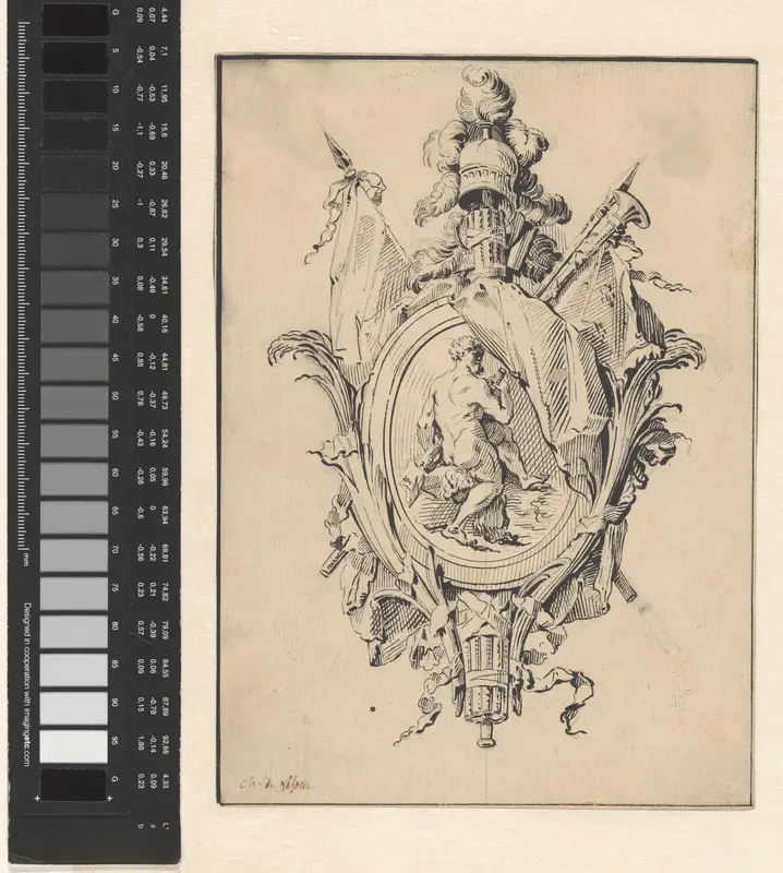 Cartouche met Hercules Wall Art by Jean Charles Delafosse - High-Resolution Digital Print