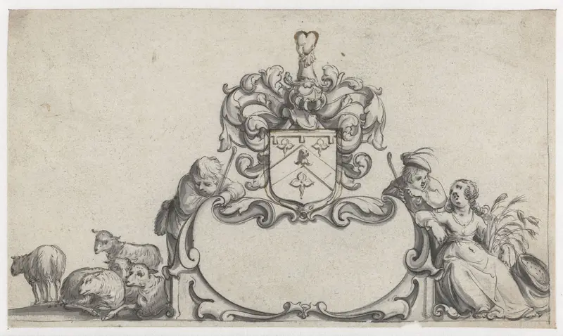Cartouche met het wapen van James Balfour of Denmiln Wall Art by Pieter Jansz - High-Resolution Digital Print